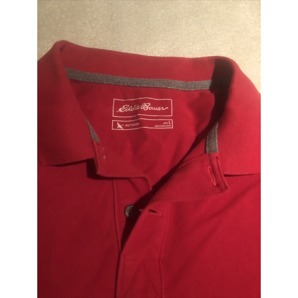 LL Bean Red Polo Shirt Golf Outdoor Wear Preowned Large - Picture 3 of 4